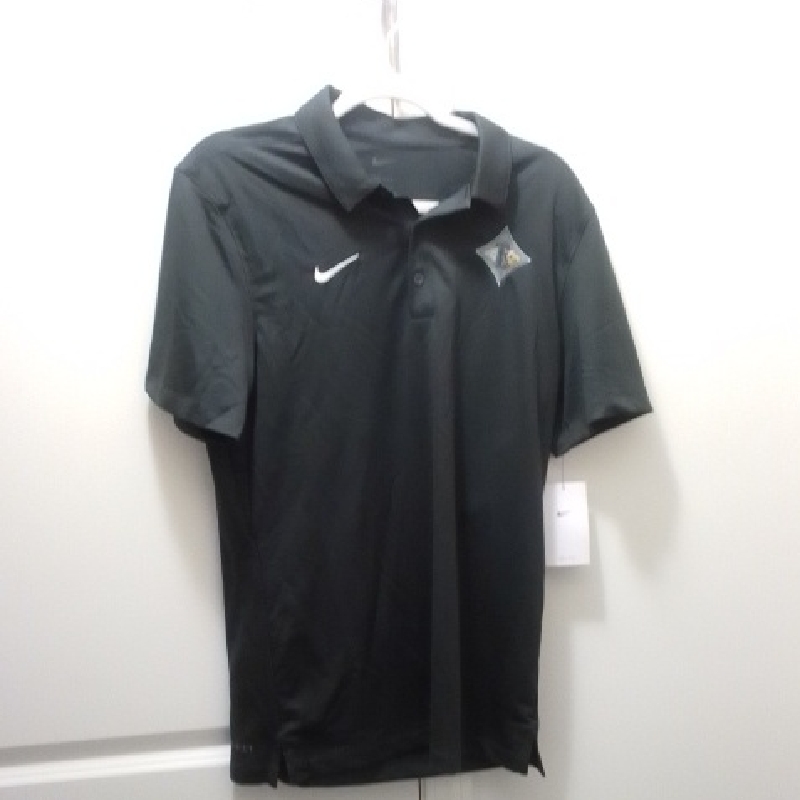 Nike Greyish Green Polo With White Swoosh And Embroidered Crest